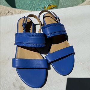 Talbots Bright Blue Braided Strap Slingback Sandals